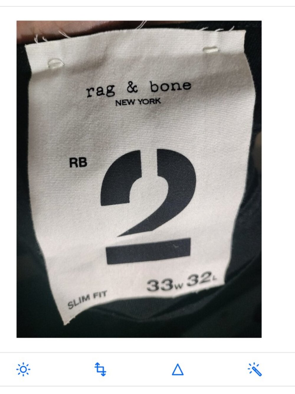 NWT rag & bone Men's RB 2 Slim Fit Black Denim Jeans 33 W 32 L - Picture 10 of 10